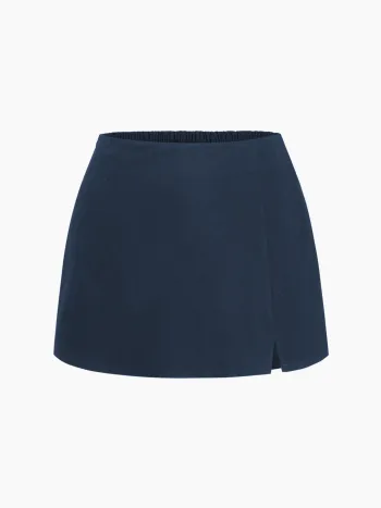Baumwoll-Mini-Split-Skirt Mittelhöhe Kurve & Plus