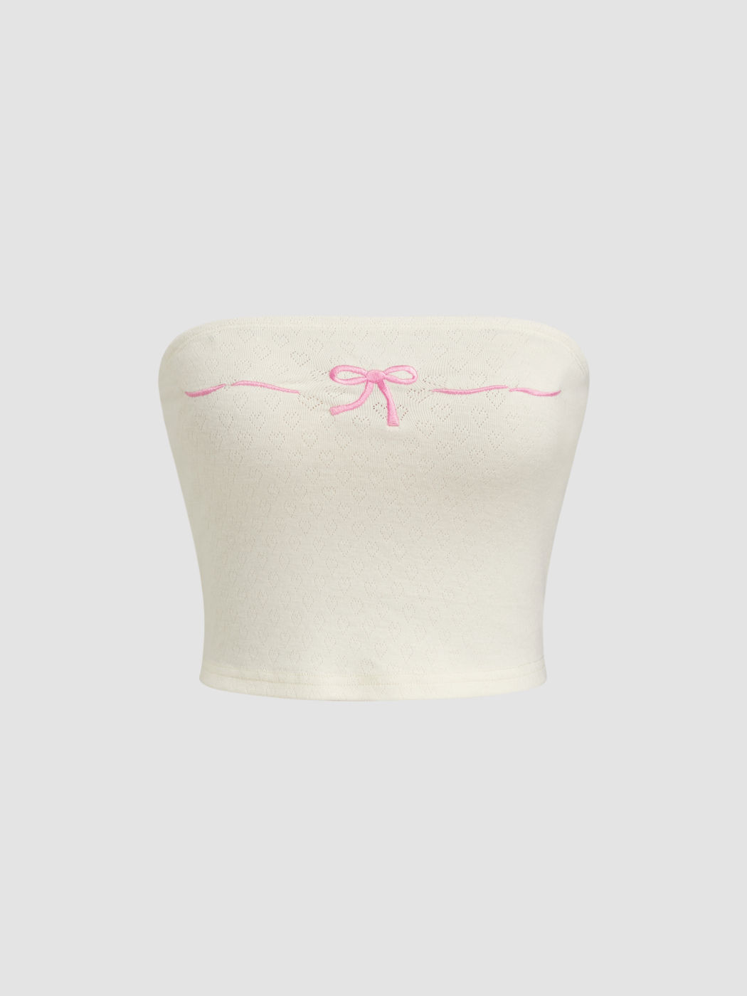Bowknot Embroidery Heart Crop Bandeau Top