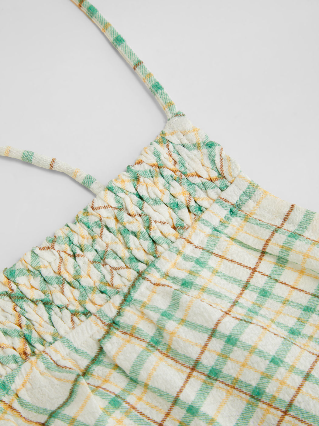 Top Cami a V con Tartan Incrociato