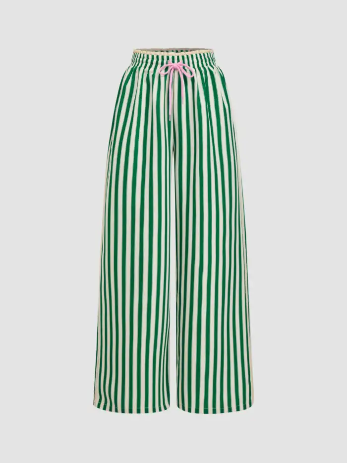 Woven Solid Belted Straight Leg Trousers For Work