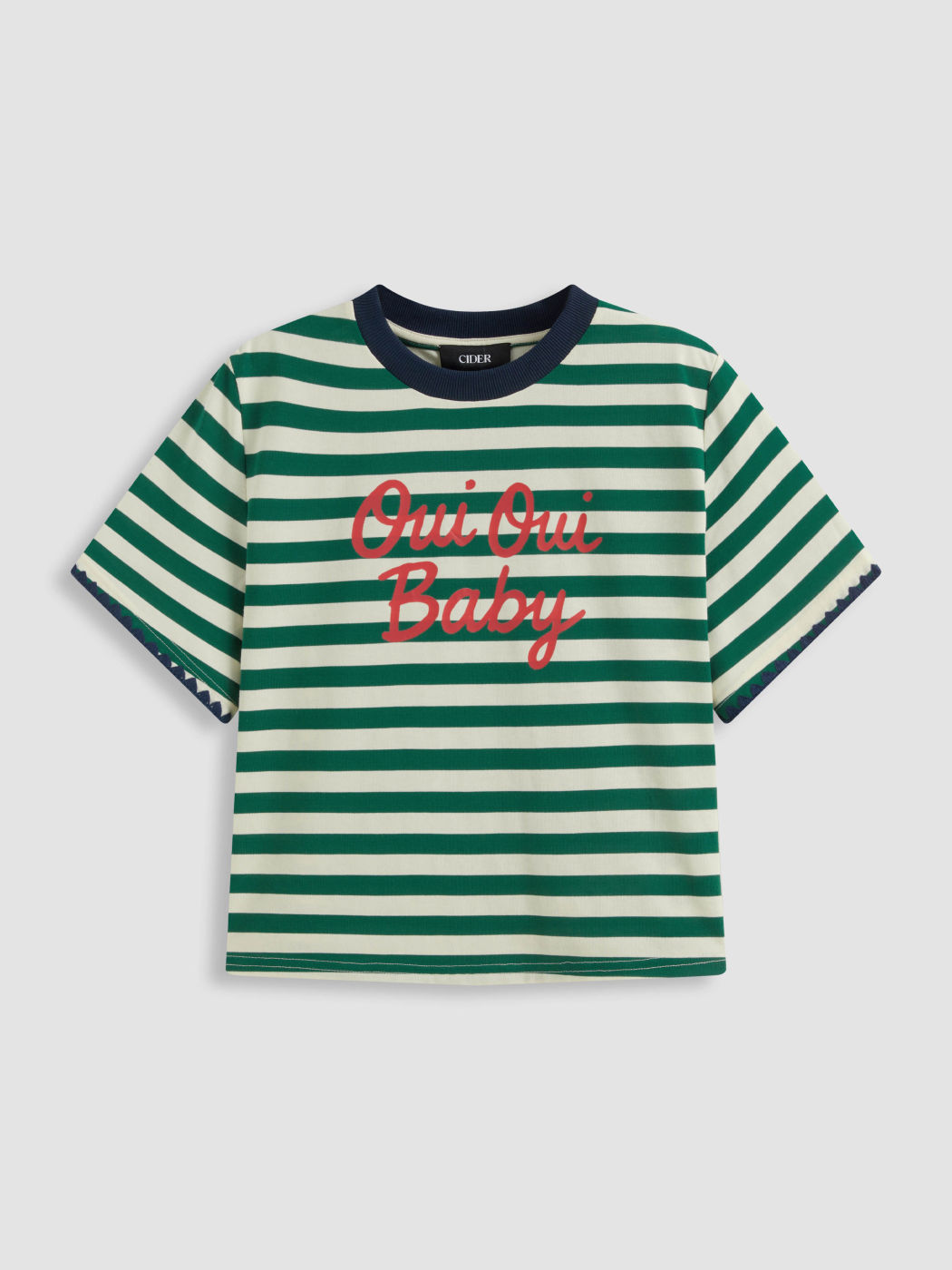 Cotton-blend Round Neckline Stripe Oversized Tee