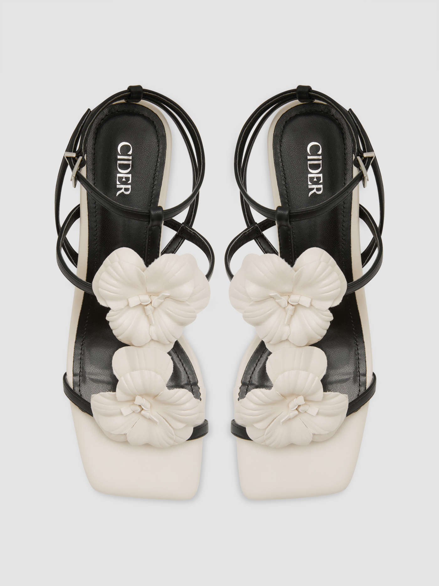 DOUBLE FLOWER & ADJUSTABLE STRAP HEELS