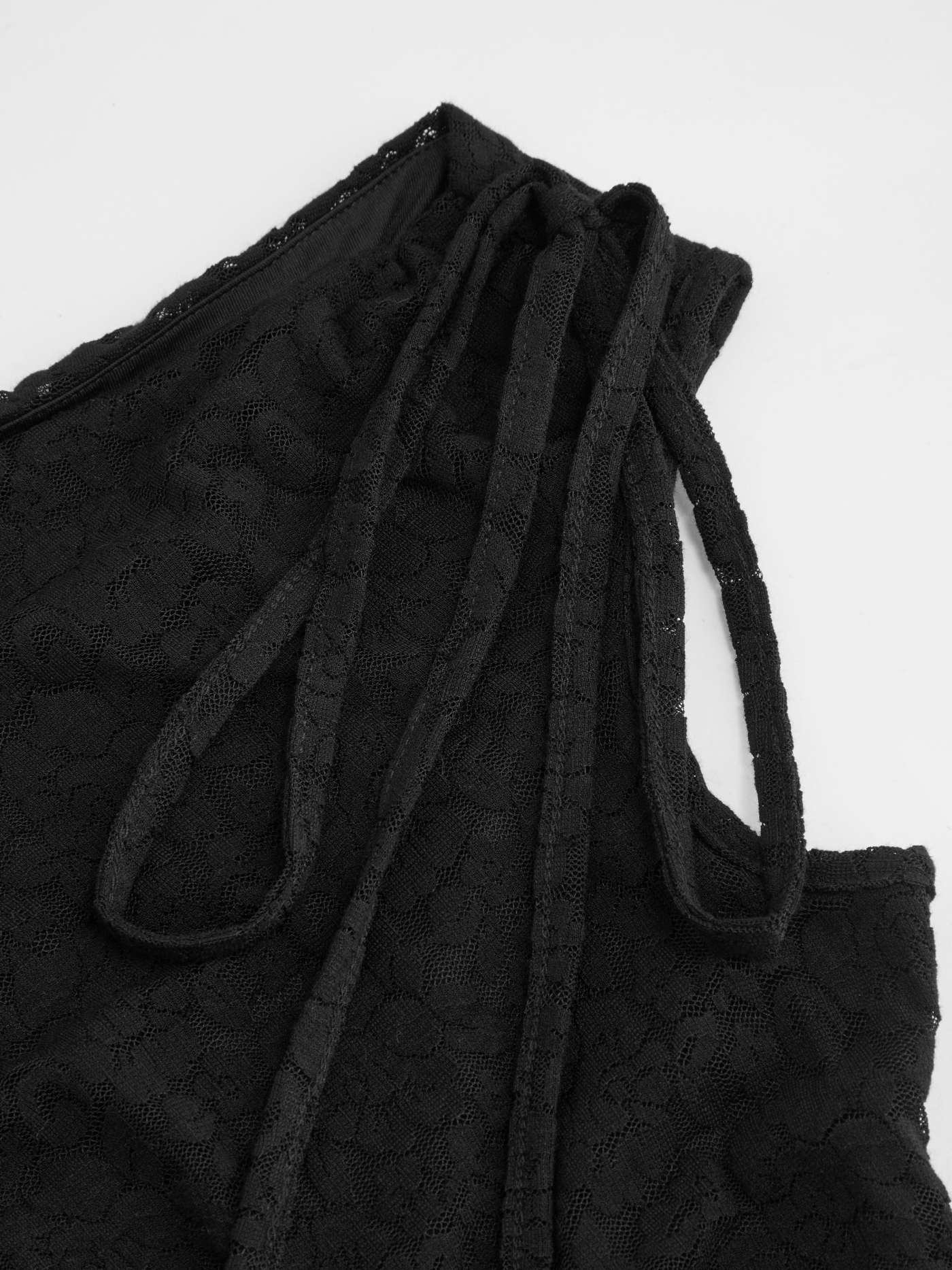 Lace Lace Asymmetrical Neck Ruffle Ruched Knotted Mini Dress For School