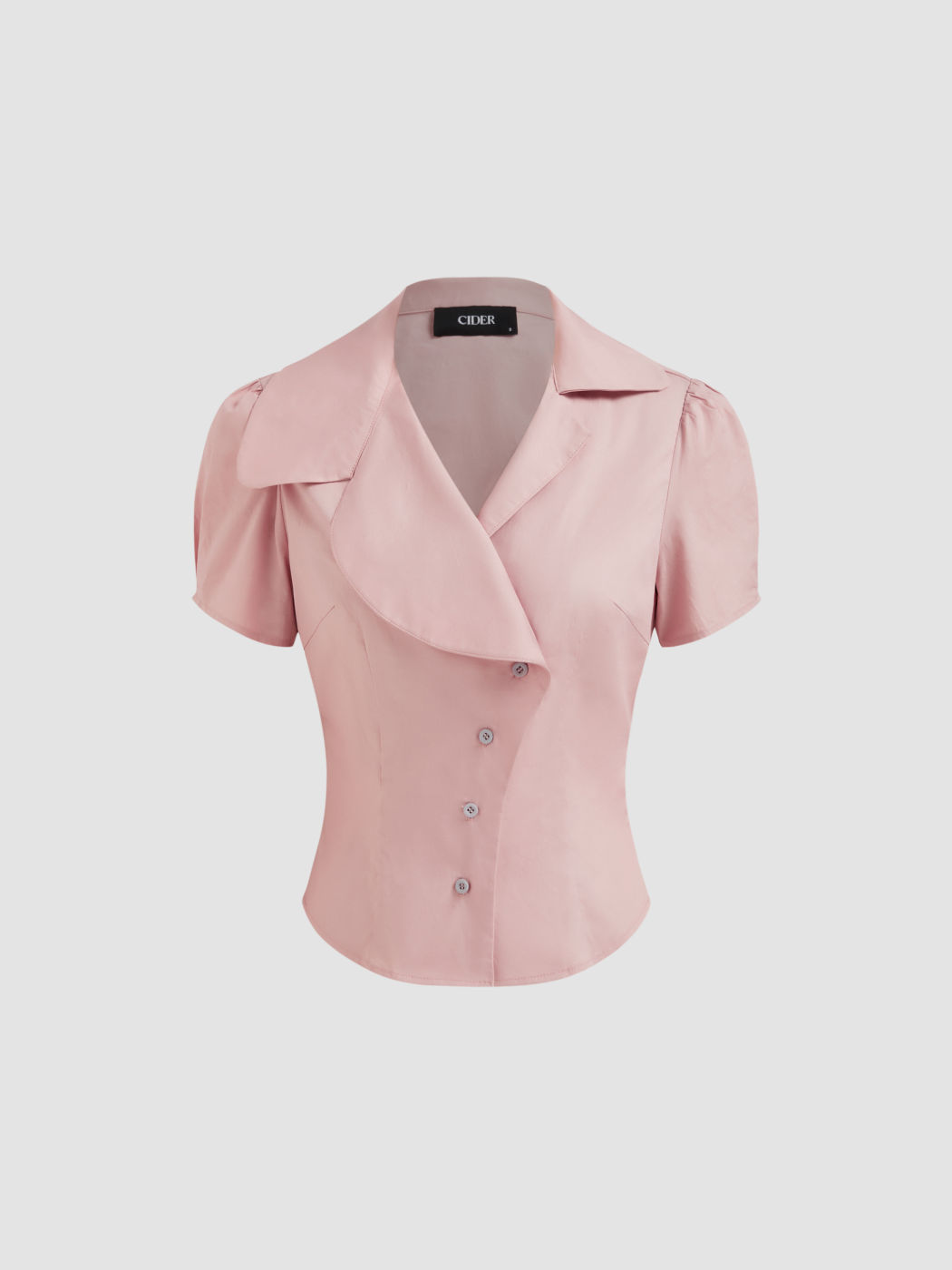 100% Cotton Collar Asymmetrical Button Blouse