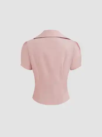 100% Baumwolle Kragen asymmetrische Knopfbluse