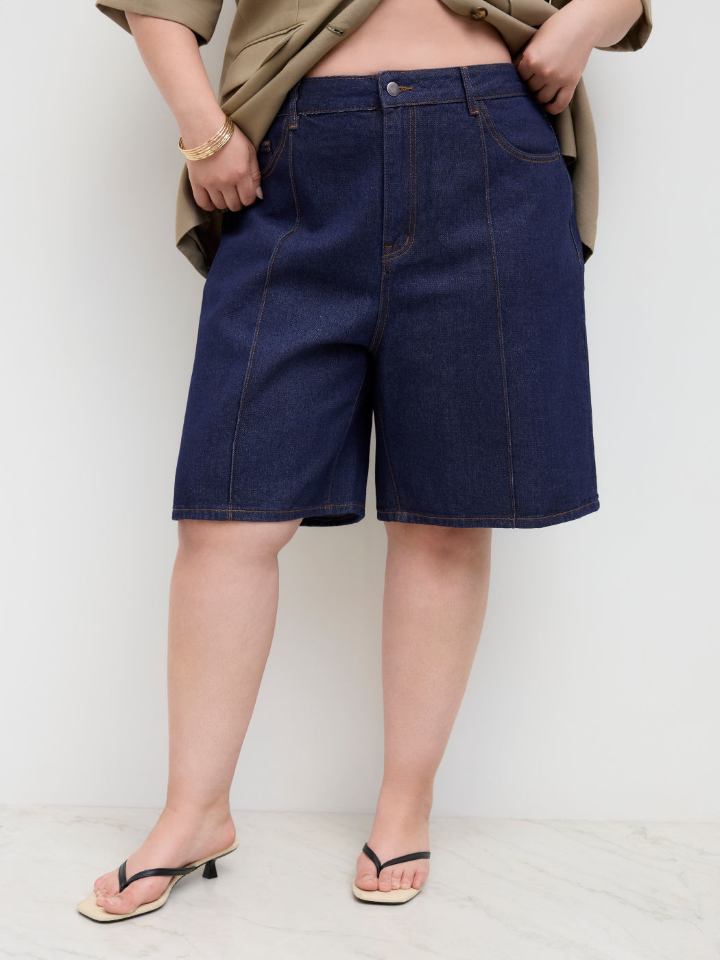Cider Denim Mid Rise Bermuda Jorts Curve & Plus