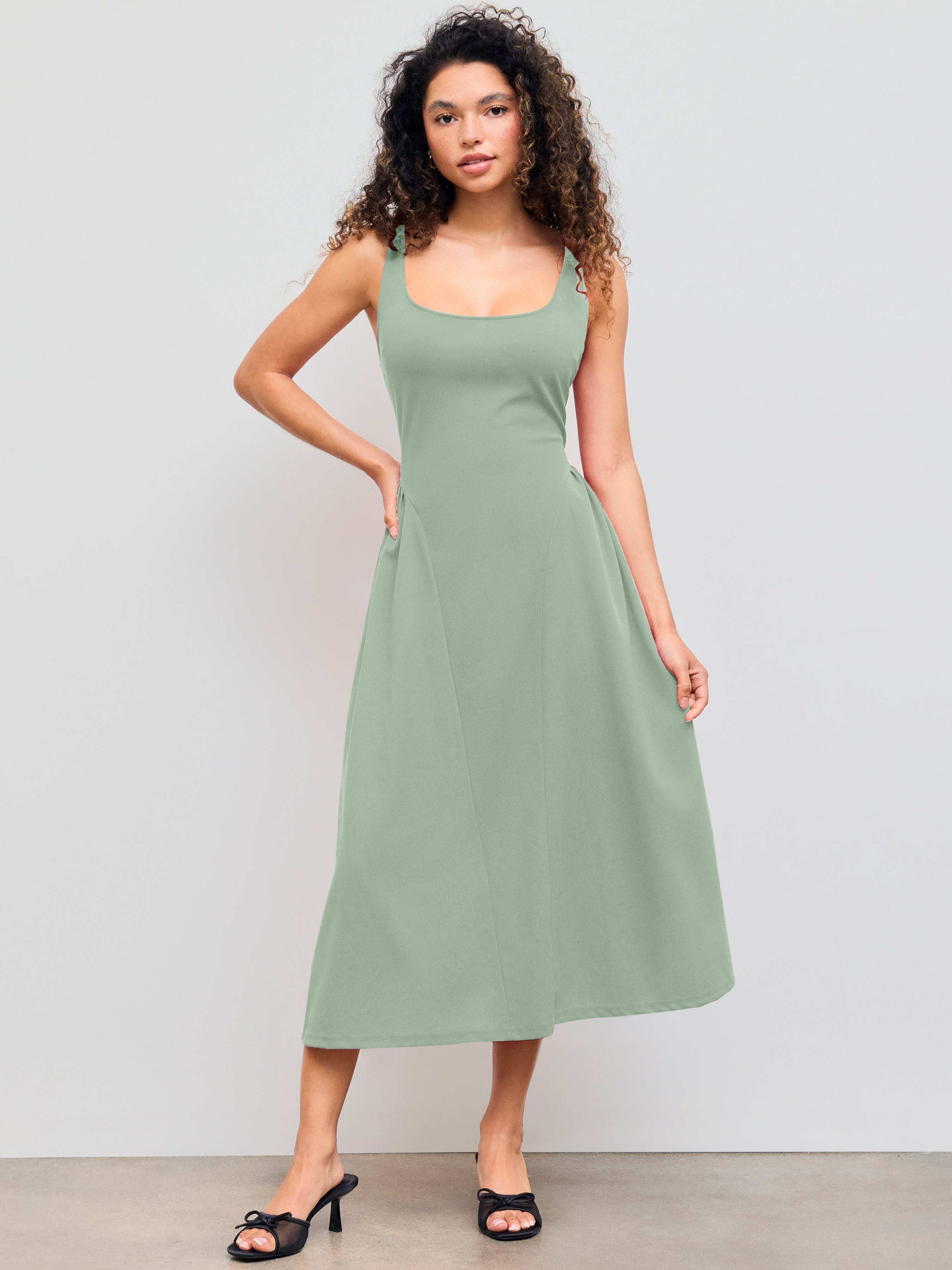 Yming Damen Kleid Mit V-Ausschnitt & Rüschen – Ärmelloses Etuikleid Mit Unregelmäßigem Saum | Midi-Länge Für Party & Alltag