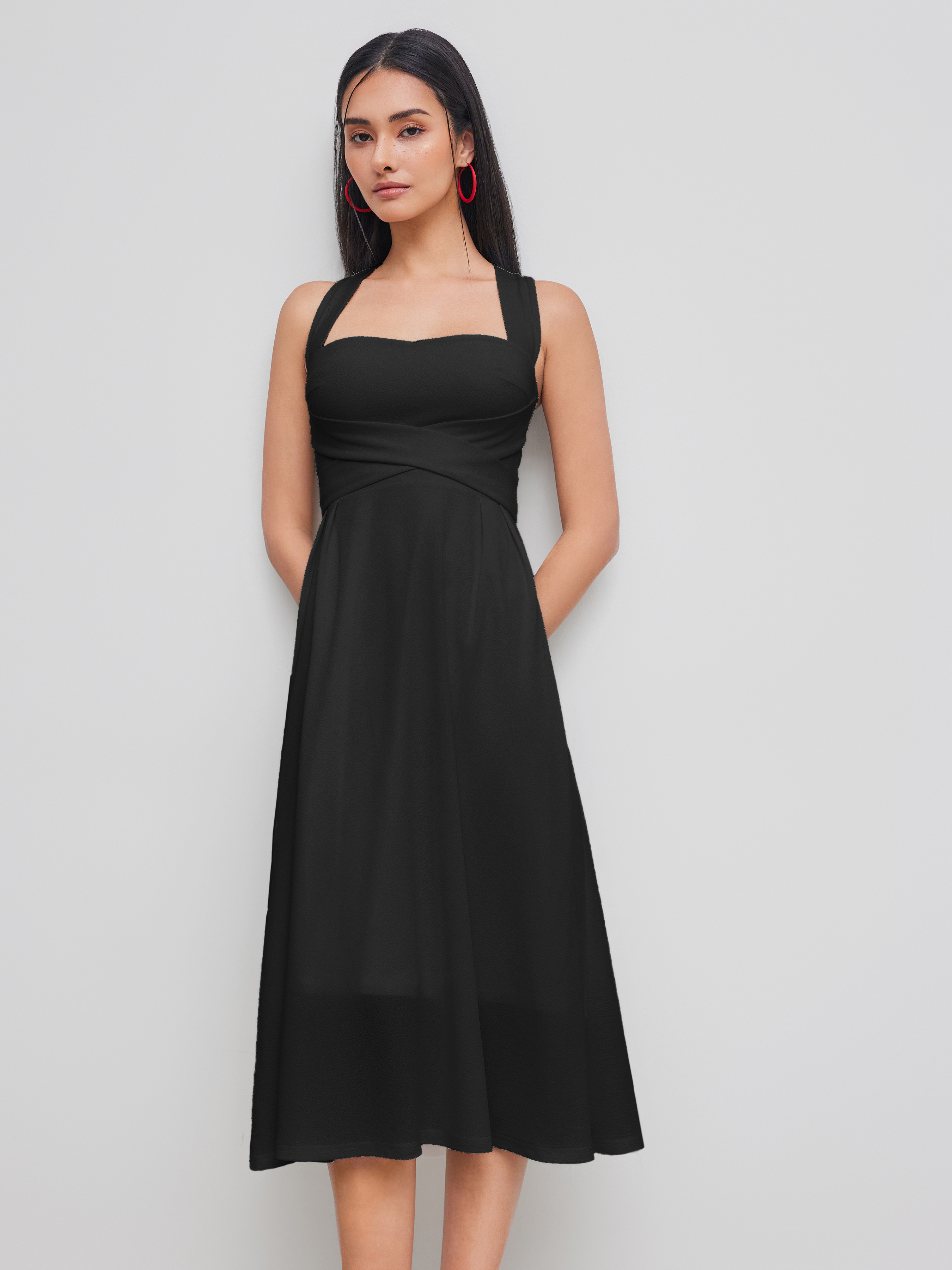 パーティードレス Abstract Boning Black Dress WB_BR_CL129055-