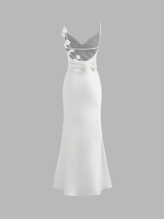 Jacquard Halter Neckline Floral Lace Up Maxi Dress