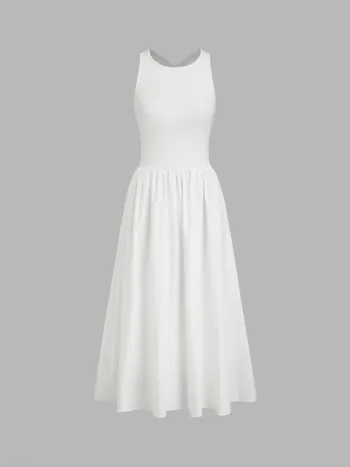 Baumwoll-Maxi-Kleid mit Kreuzverschluss im Rücken