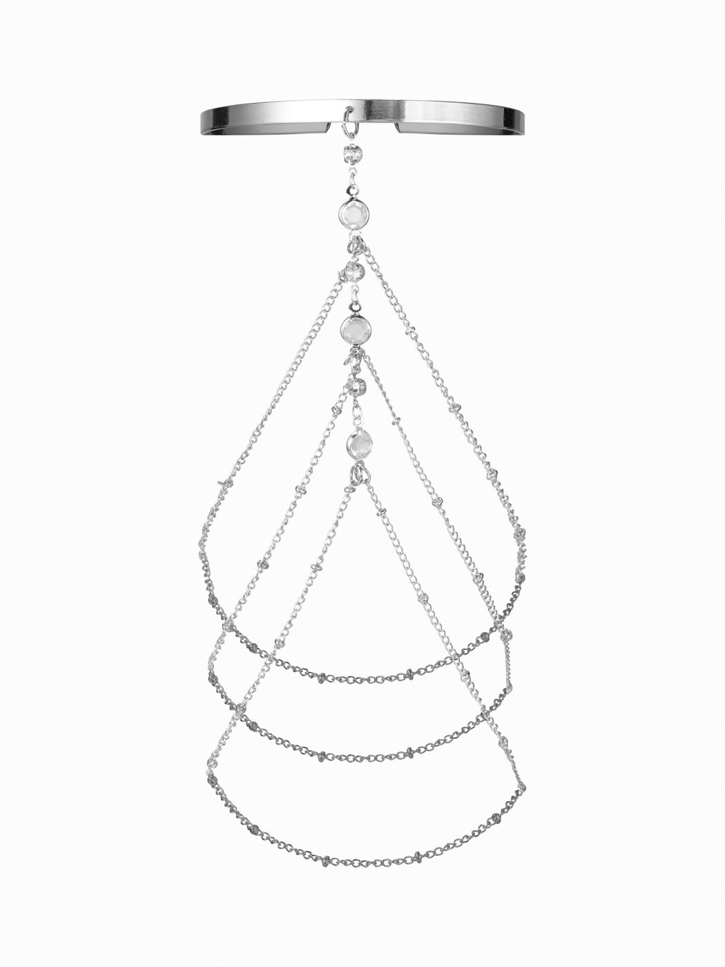 BRACCIALE DA BRACCIO APERTO MULTISTRATO CON CATENA DECORATA CON STRASS