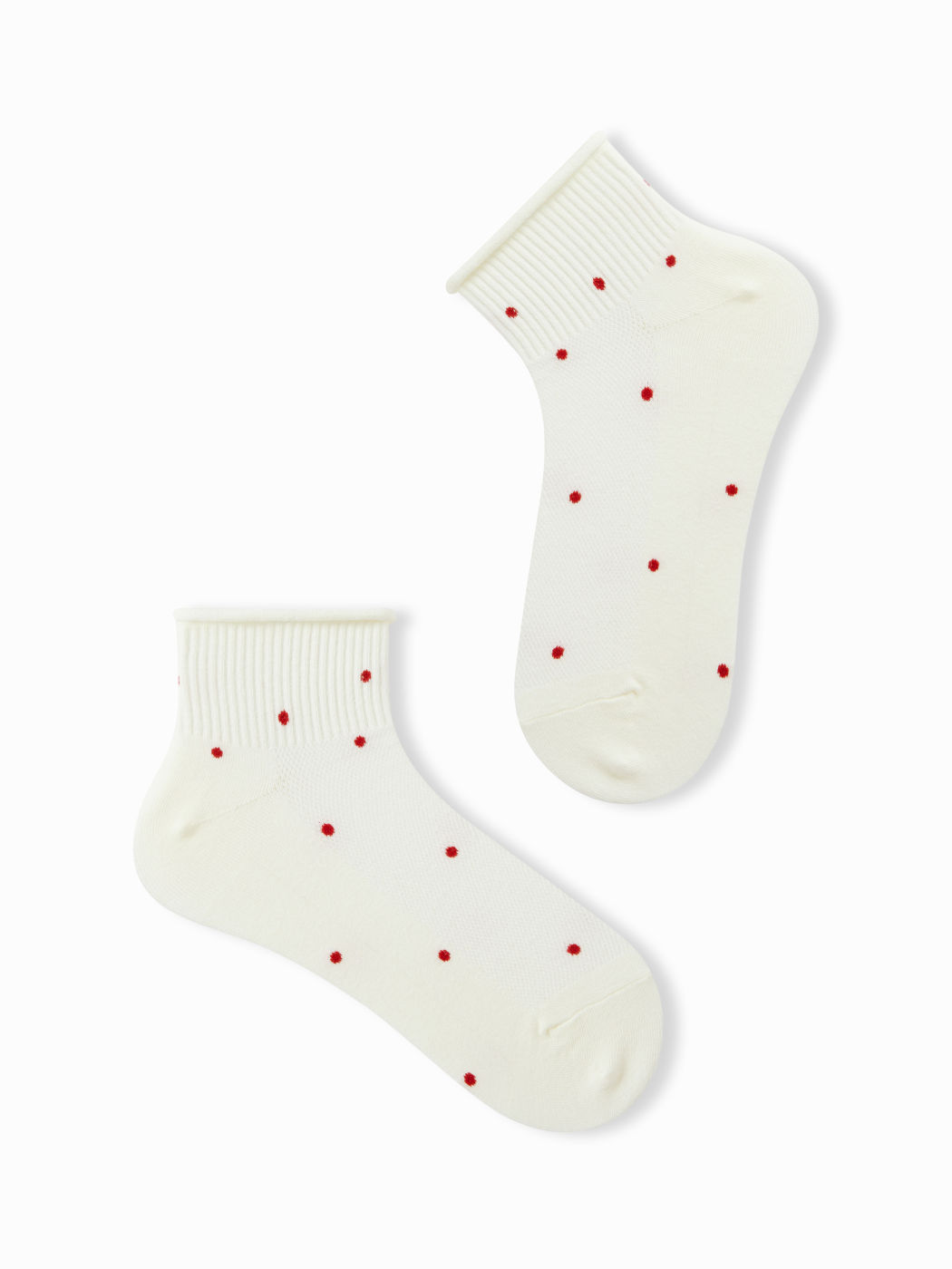 2 PAIRS CHERRY & POLKA DOT ANKLE SOCKS SET