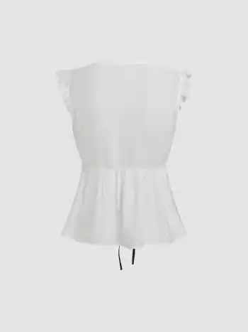 V-Ausschnitt, geknotete Spitzen-Tank-Top mit Salatrand