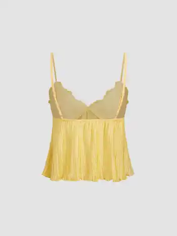Chiffon V-Ausschnitt Spitze Gebundene Schleife Camisole Oberteil