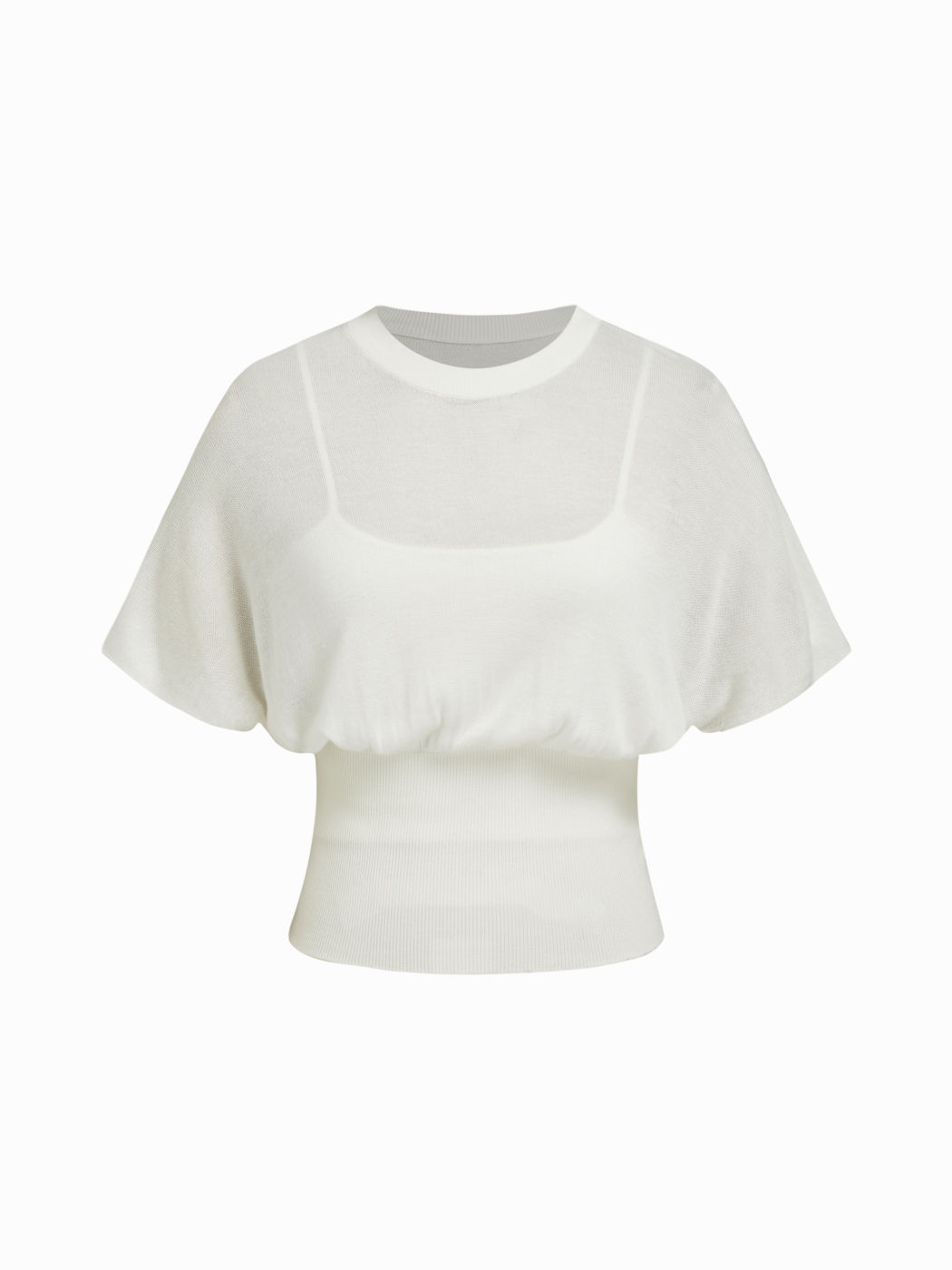 Knit Round Neckline Dolman Sleeve Top & Solid Cami Top