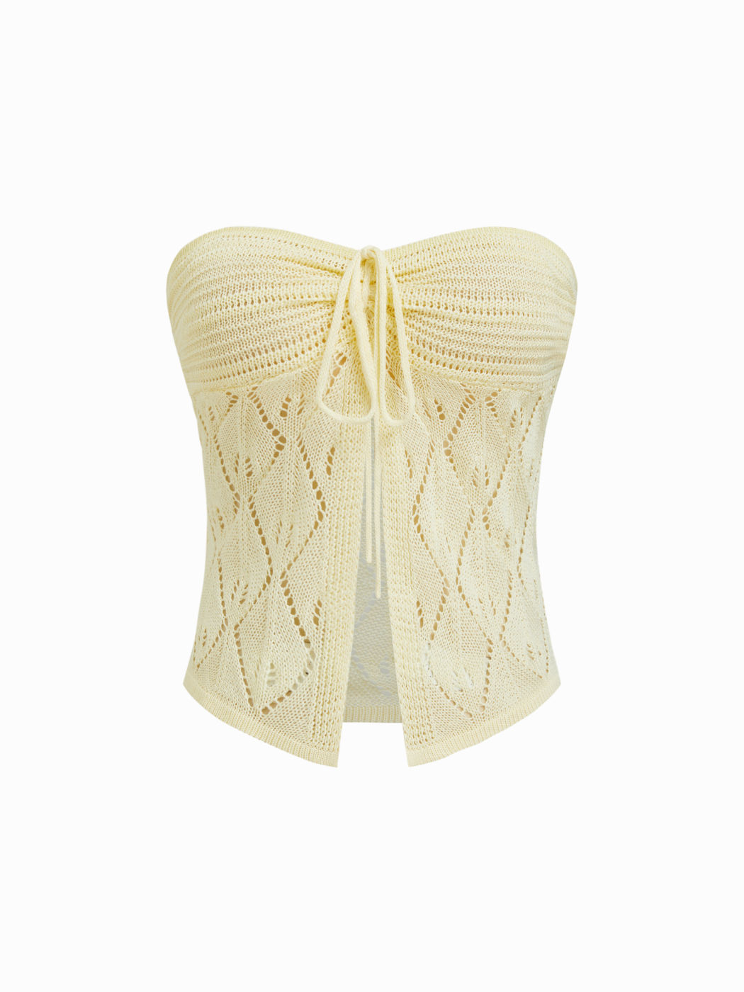 Top a fascia lavorata a maglia con nodo e spacco