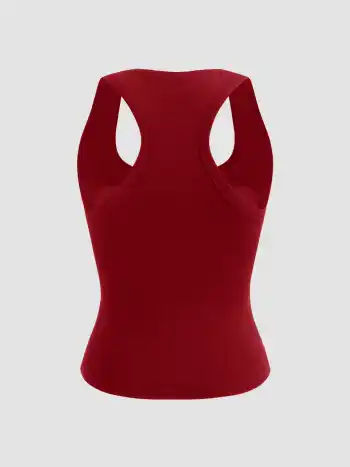 Tank-Top mit integrierter Badehalsbrust und quadratischem Halsausschnitt