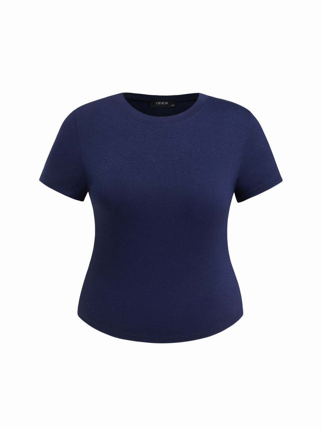 Top in maglia a maniche corte con scollo tondo, curva e plus