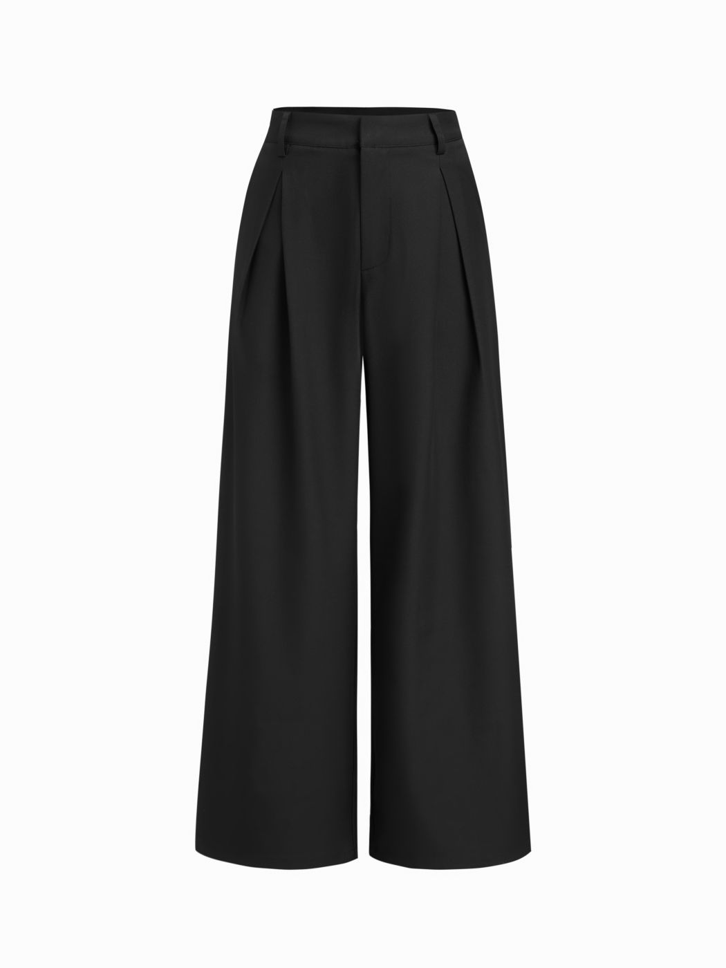 Petite Mid Rise Pleated Straight Leg Trousers