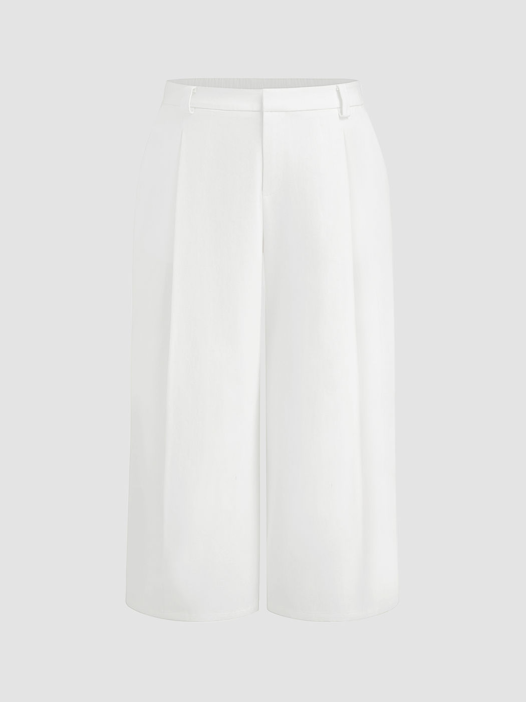 100% Cotton Mid Rise Pleated Barrel-leg Trousers Curve & Plus
