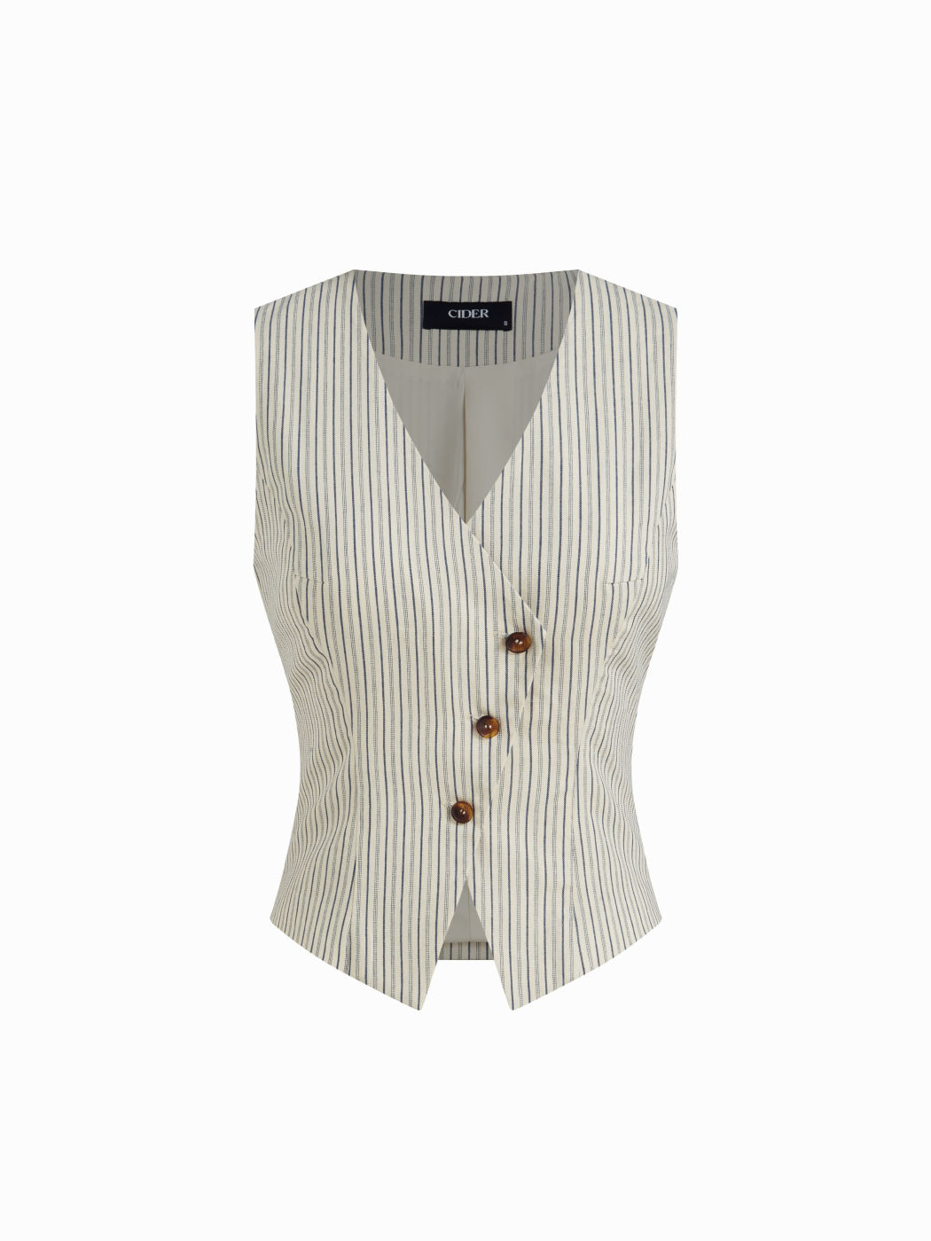 100% Cotton V-neck Stripe Belted Waistcoat