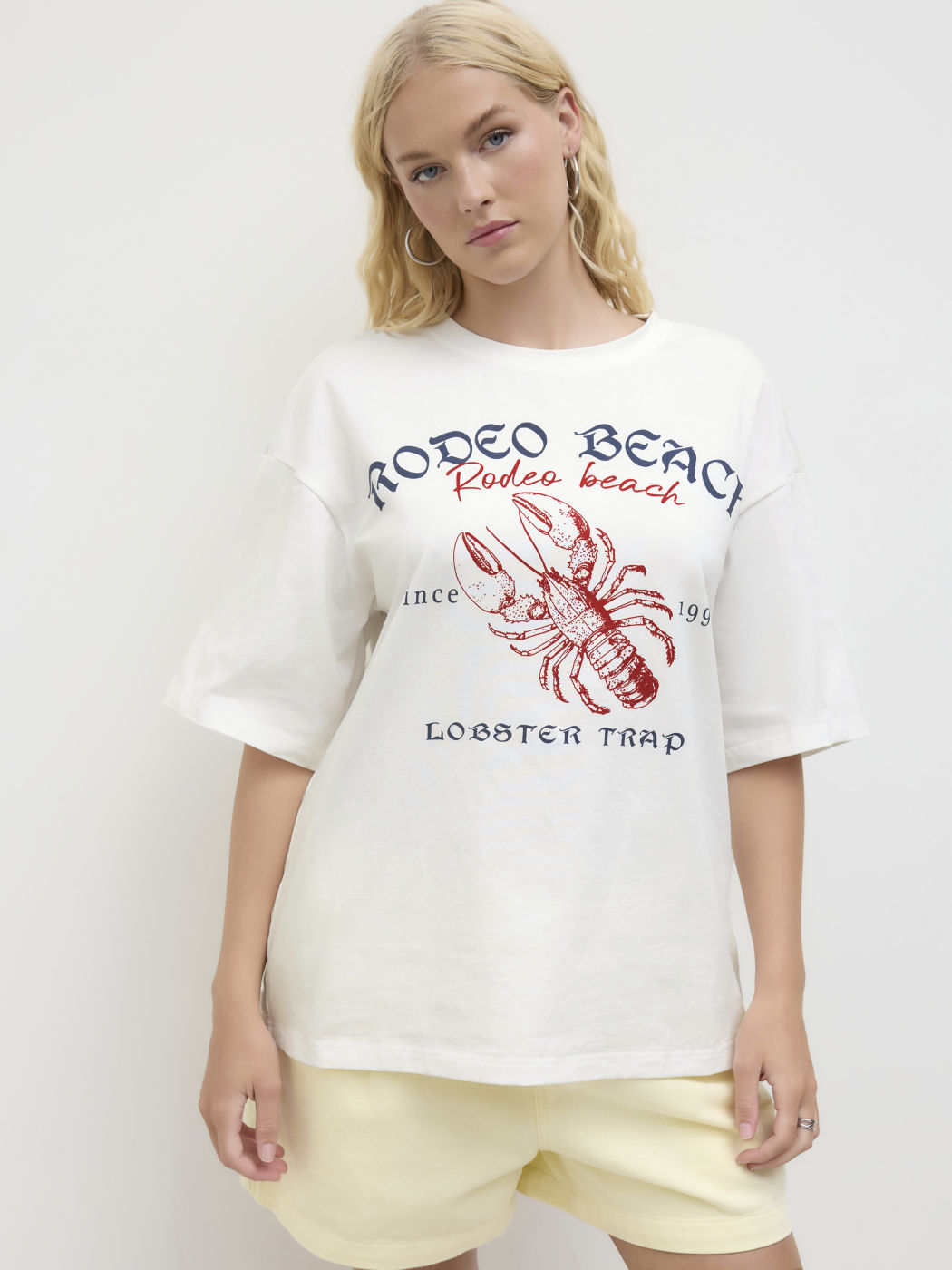 Cotton-blend Lobster Graphic Oversized Tee
