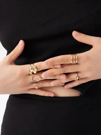 5PCS TWISTED & CROISSANT  RING SET