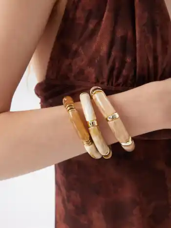 MARBLE TEXTURED BAMBOO TUBE BRACELET