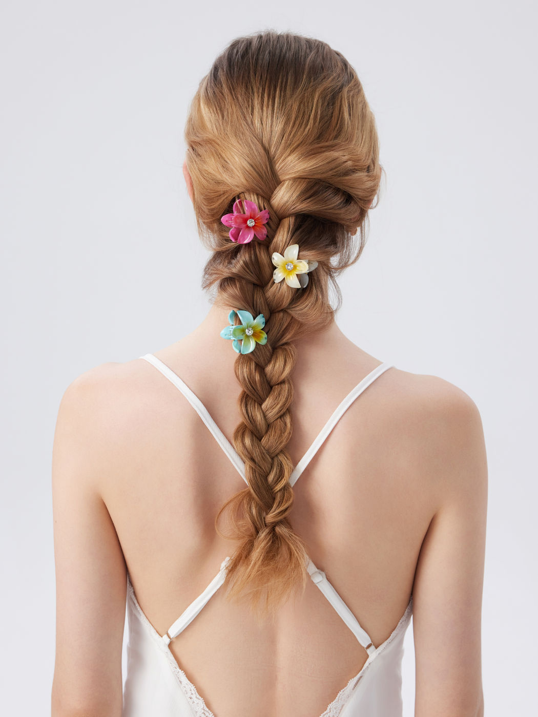 3PCS FLORAL & RHINESTONE DECOR SMALL HAIR CLAW SET