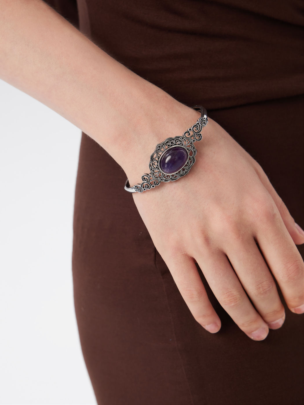AMETHYST CRYSTAL OPEN BRACELET