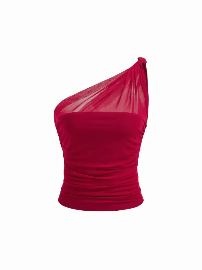 V-neck Solid Lace Ruched Cami Top