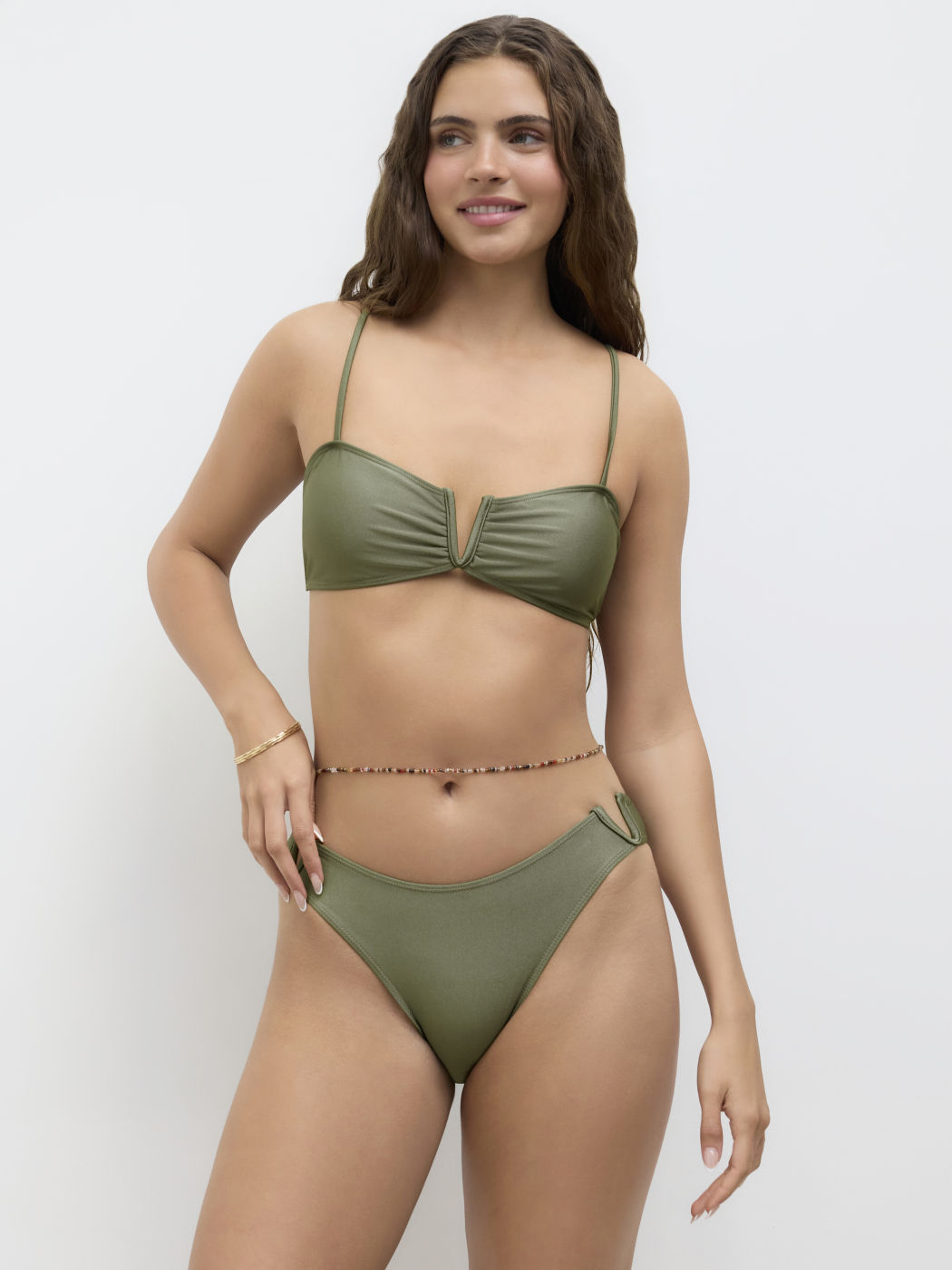 V-neck V Wired Bracelet Cheeky Bikini Set