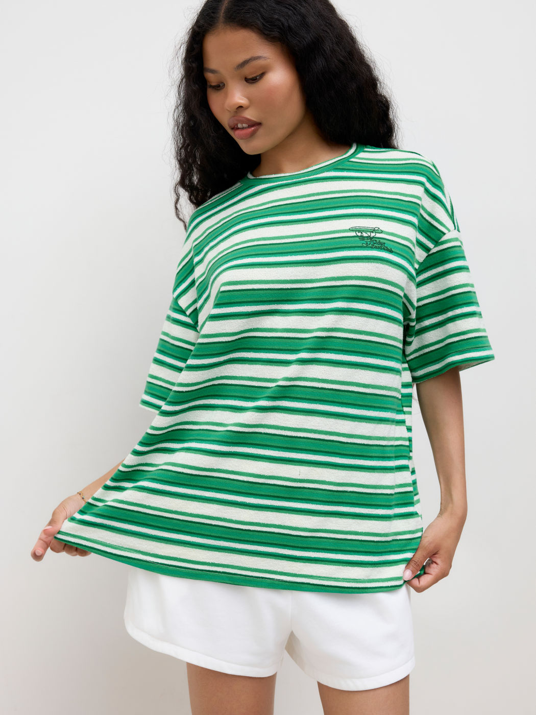 Terry Stripe Oversized Short Sleeve Tee