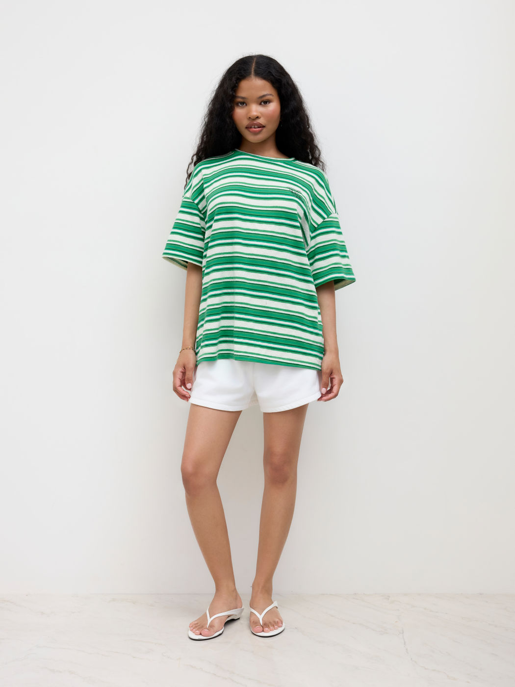 Terry Stripe Oversized Short Sleeve Tee