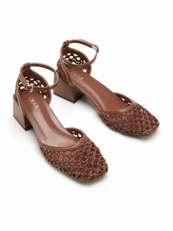 WOVEN STRAP CHUNKY HEELS