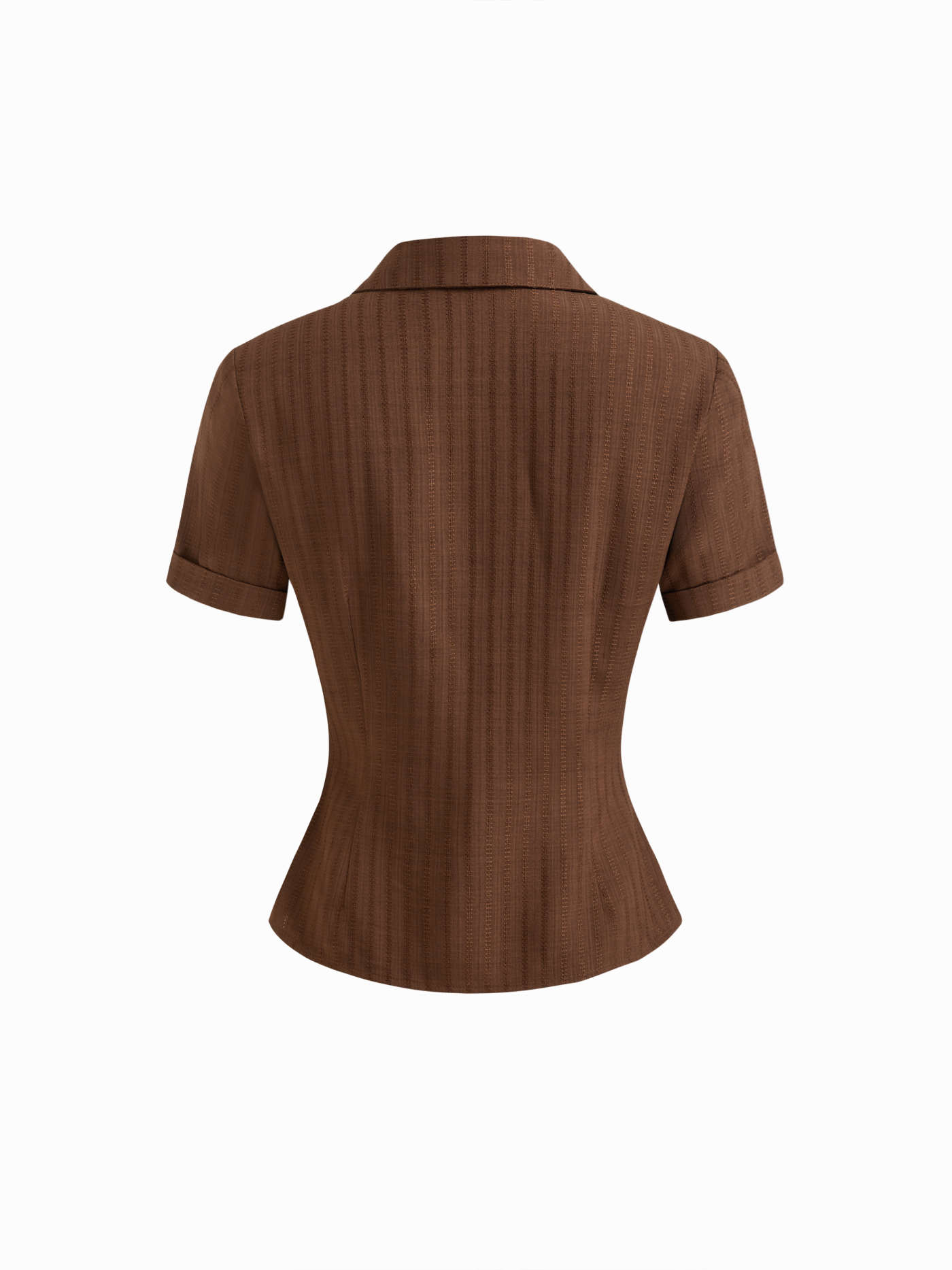 Woven Polo Collar Texture Button Up Shirt For Work