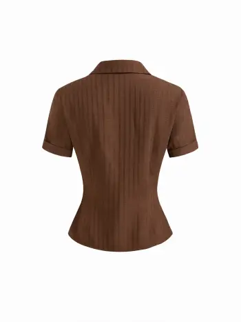 Camicia testurizzata con colletto polo e bottoni