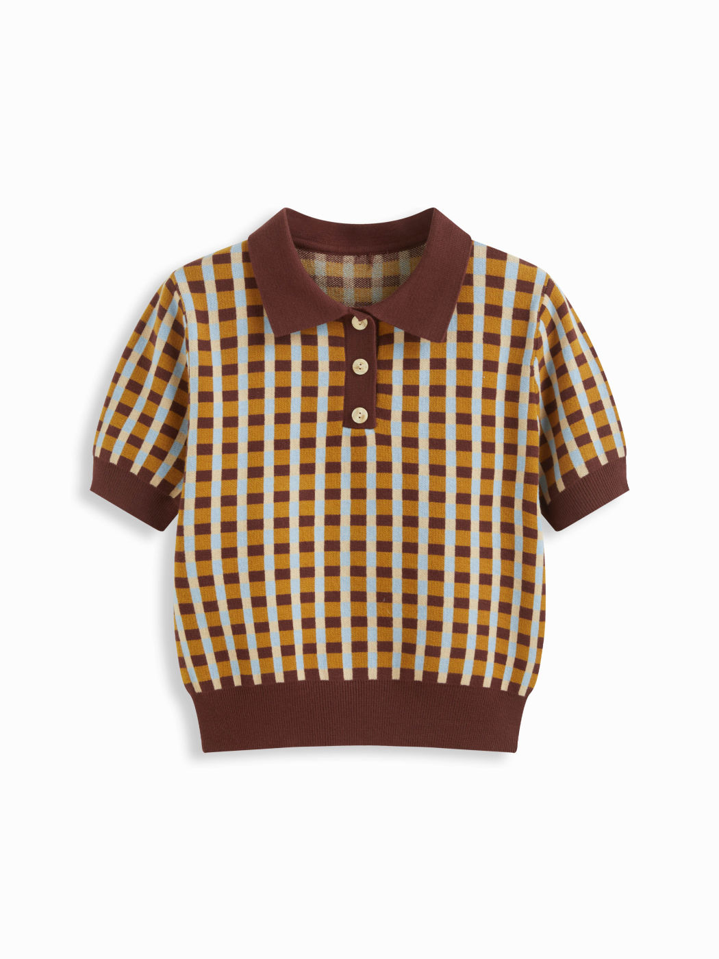 Polo in maglia a maniche corte con motivo a quadri