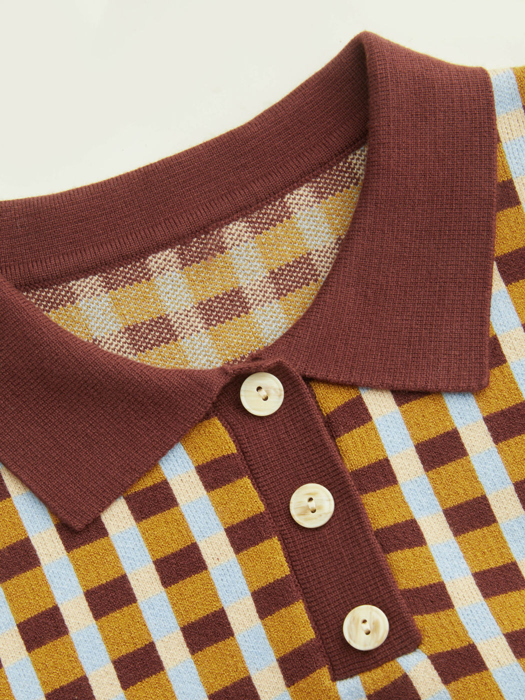 Polo in maglia a maniche corte con motivo a quadri