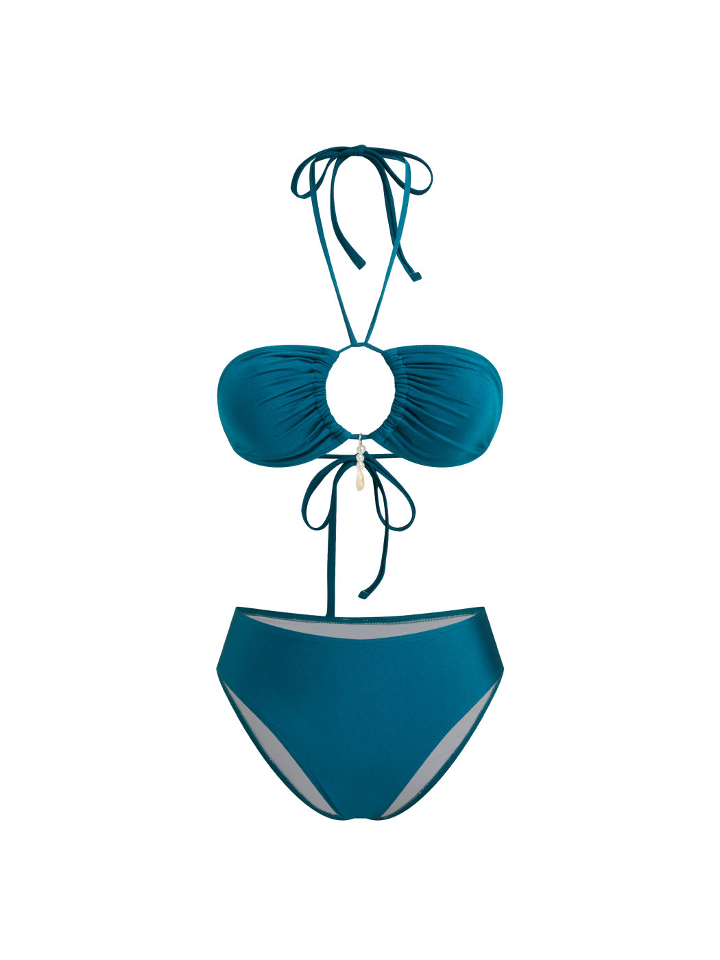 Adjustable Straps Pearl Halter Cheeky Bikini Set