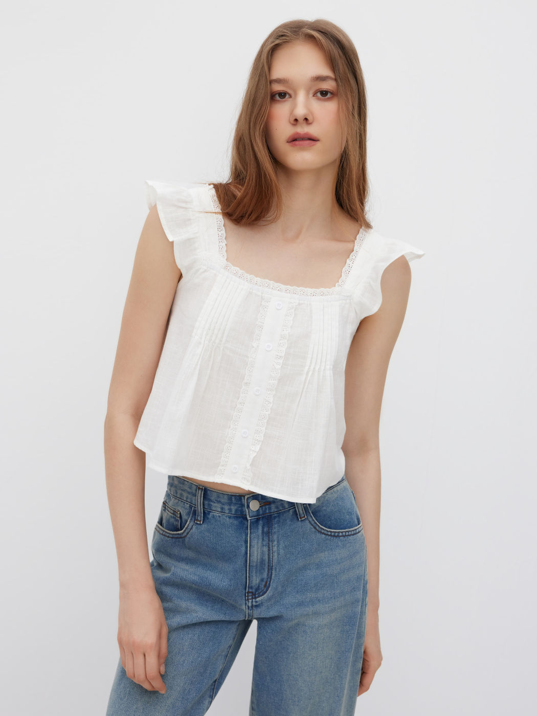 Two Way Off-shoulder & Square Neck Pleated Blouse