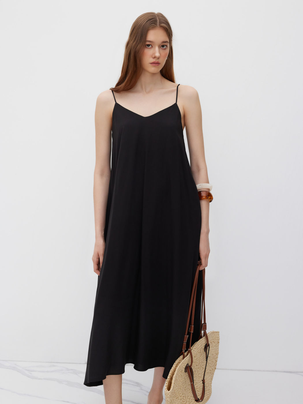 V-neck Knotted Slip Maxi Dress