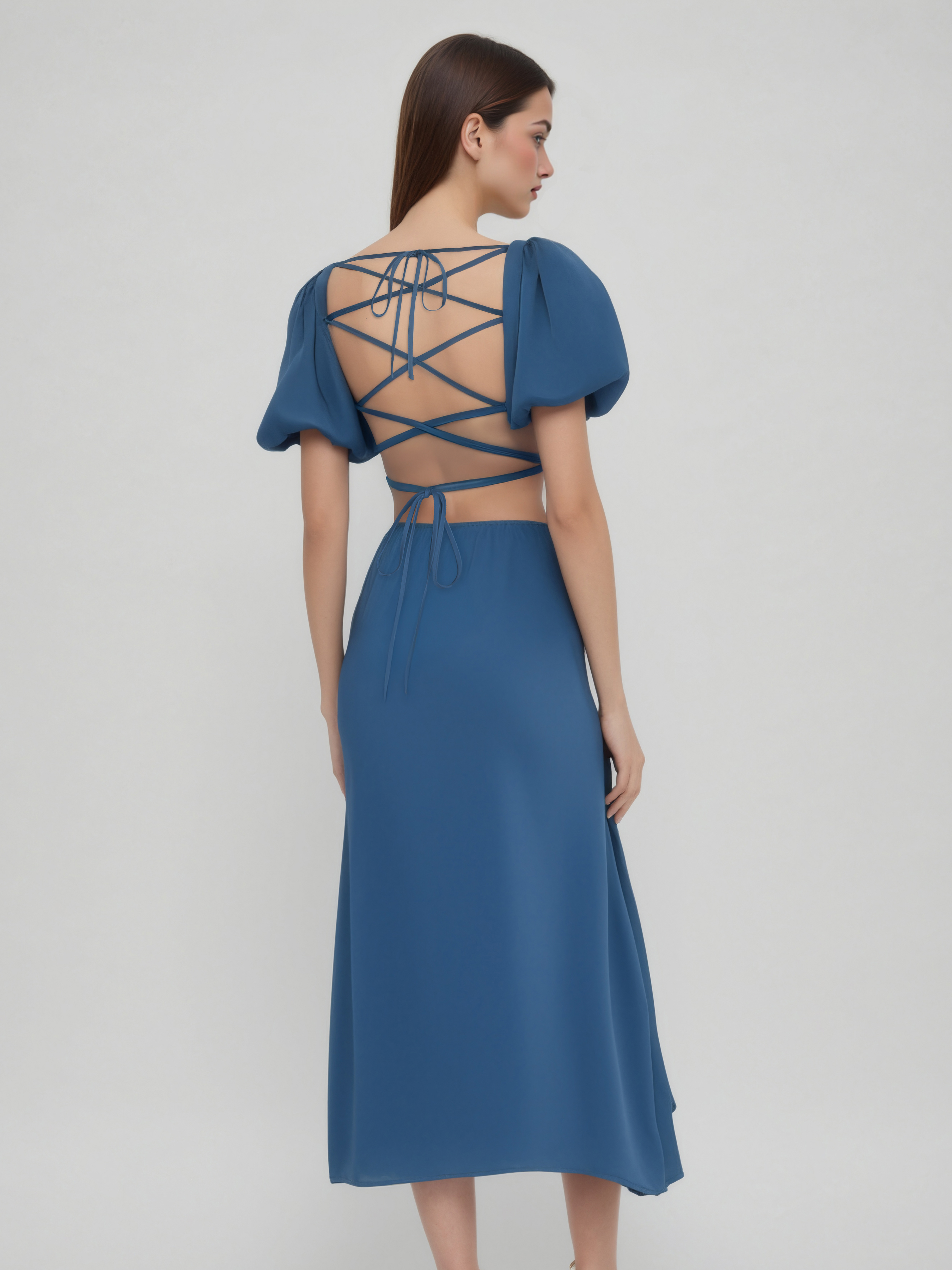 Lace Lace Floral Knotted Ruffle Midi Dress For Daily Casual