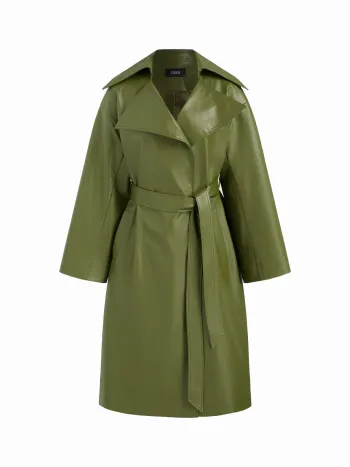 Trench in ecopelle con cintura