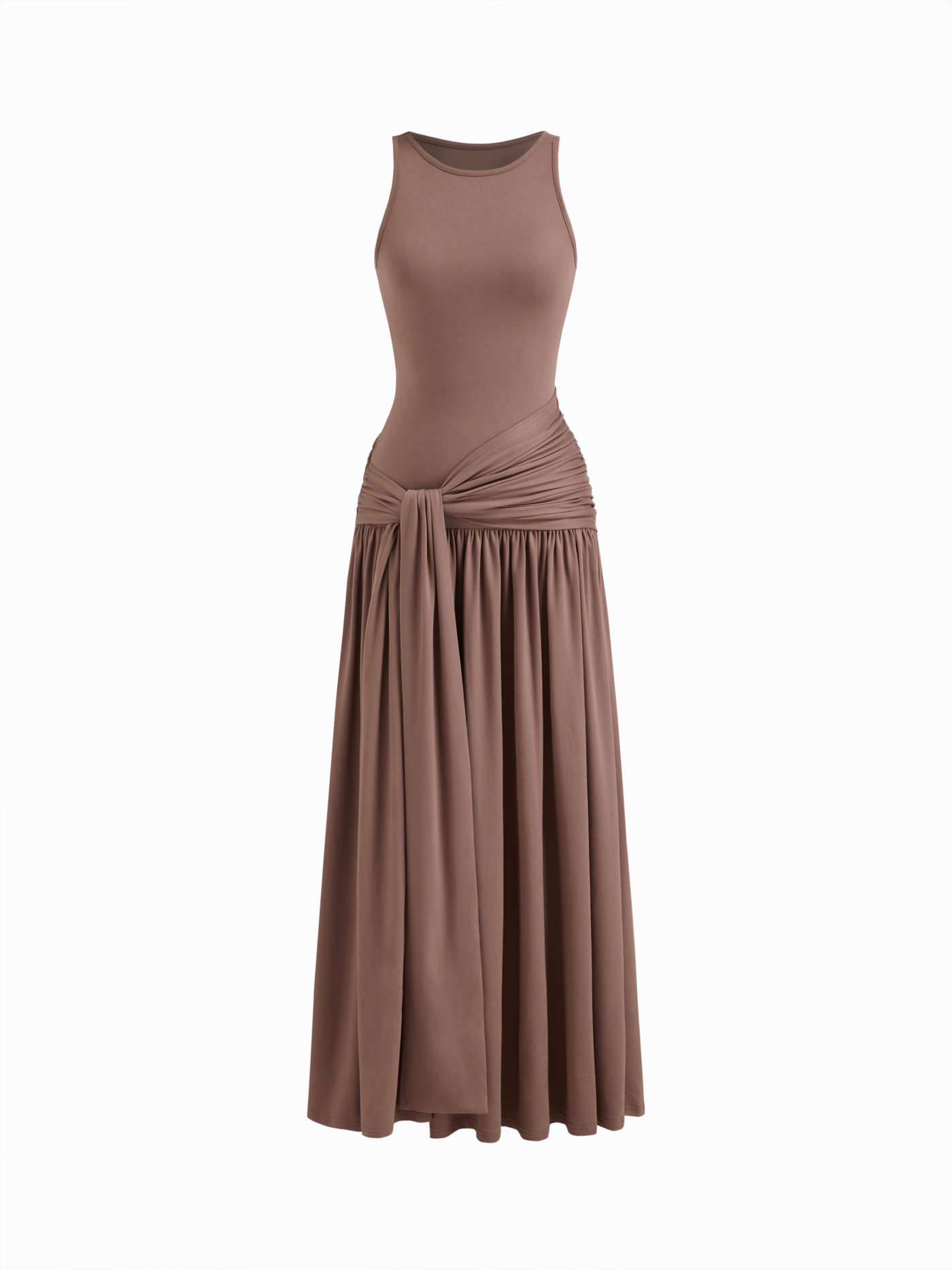 Draped Ruched Tank Maxi Dress