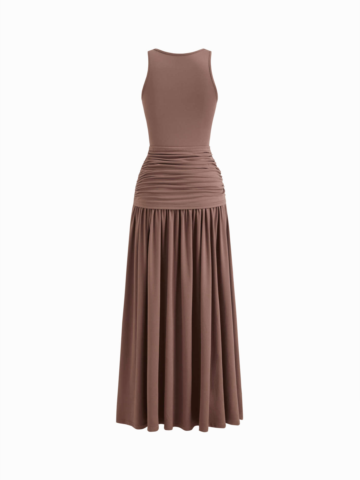 Draped Ruched Tank Maxi Dress