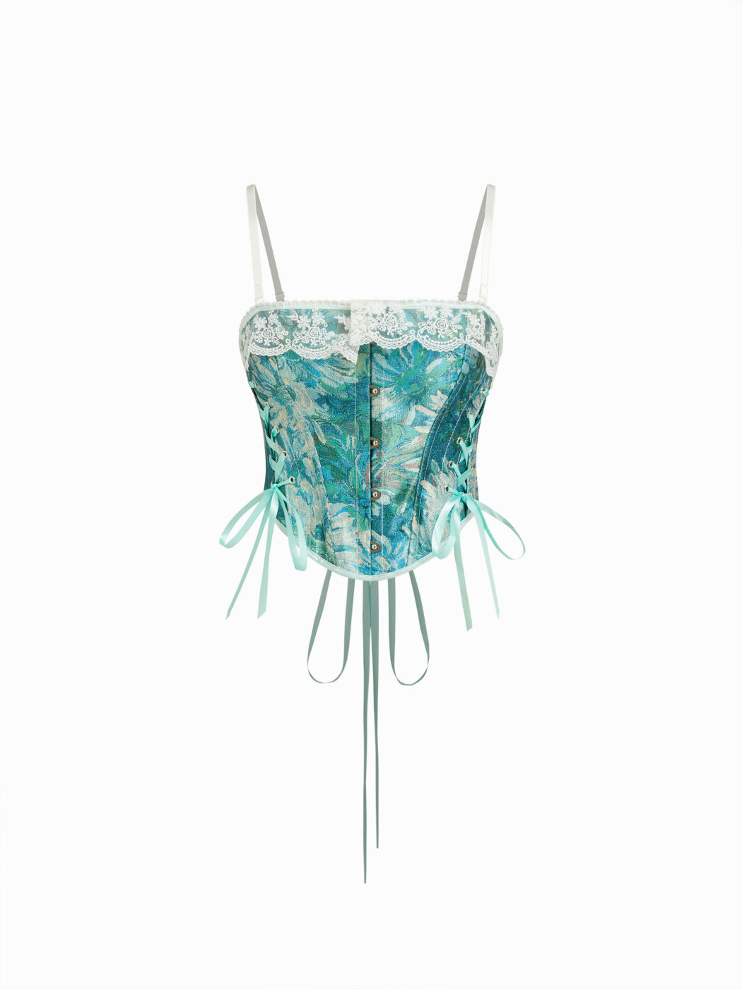 Floral Corset Lace Up Crop Cami Top