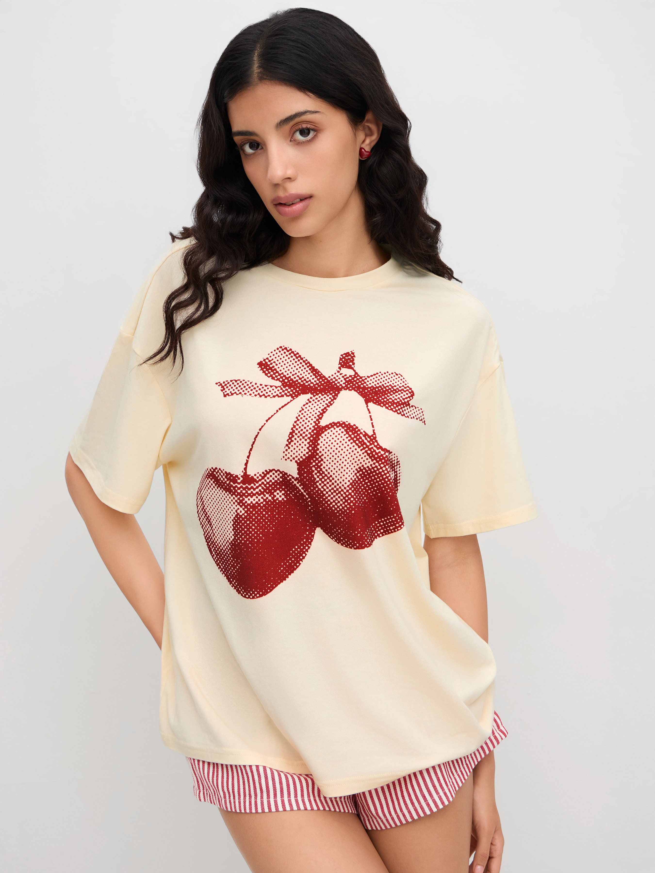 ★GENERAL IDEA★ Color Block Eyelet V-Neck T-Shirt APPLE MIN Color Block Eyelet V-Neck T-Shirt [APPLE MINT] - GENERAL