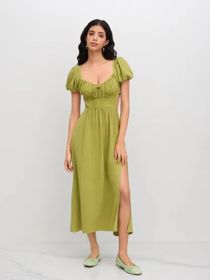 Formal Dresses Knit Fabric Boat Neckline Solid Knotted Pleated Sleeveless Maxi Dress For Daily Casual Exhibition