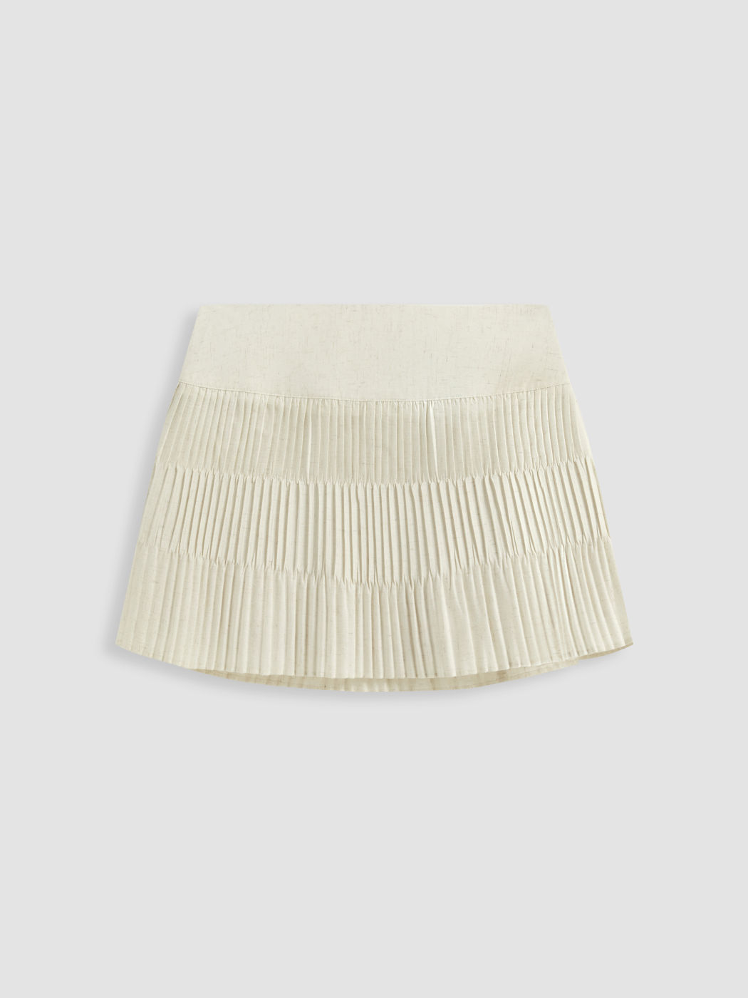 Linen-blend Low Rise Pleated Mini Skirt